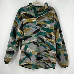 Patagonia Synchilla Fleece Mens XL Green AOP Snap T Fleece Trout
